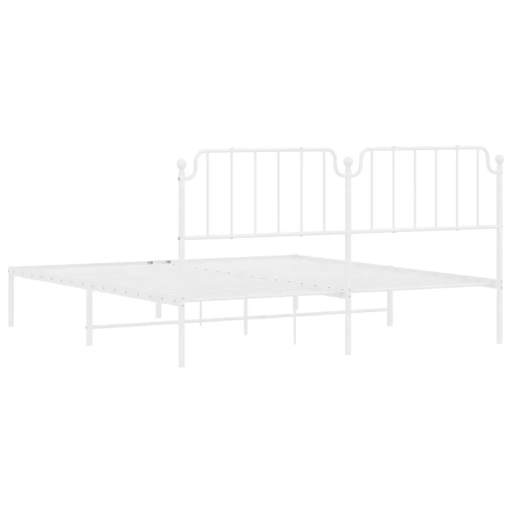 Letto matrimoniale | Letto per adulti | Giroletto con Testiera Metallo Bianco 183x213 cm - Image 8
