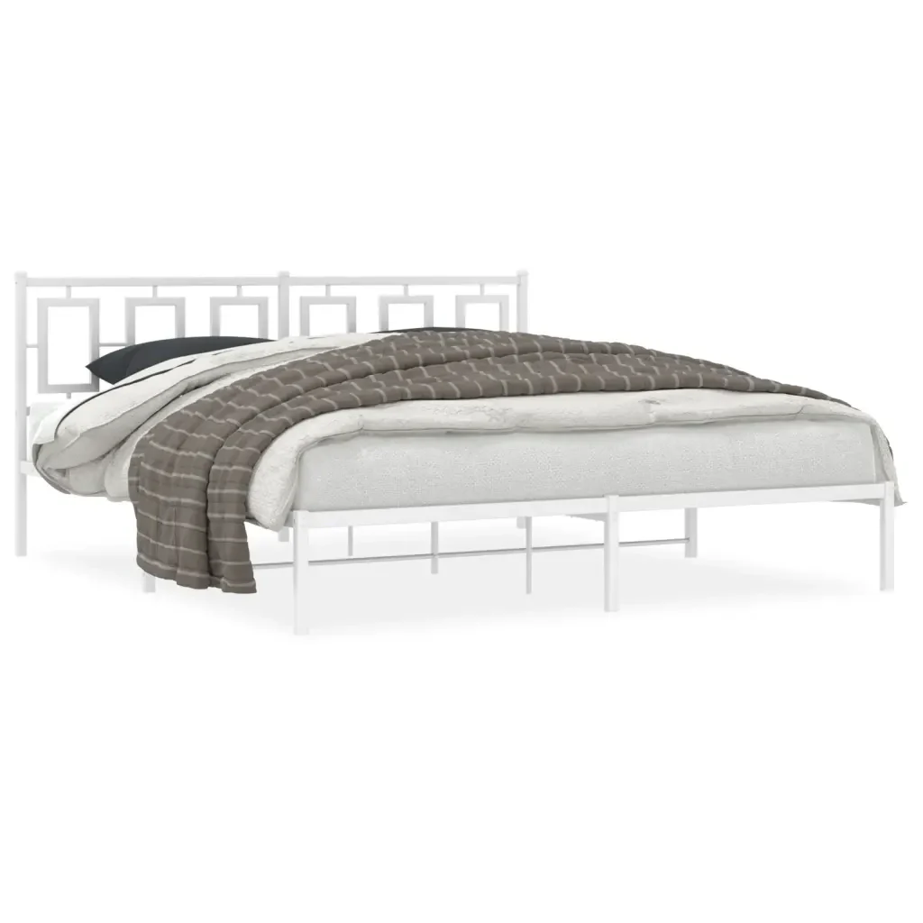Letto matrimoniale | Letto per adulti | Giroletto con Testiera Metallo Bianco 183x213 cm