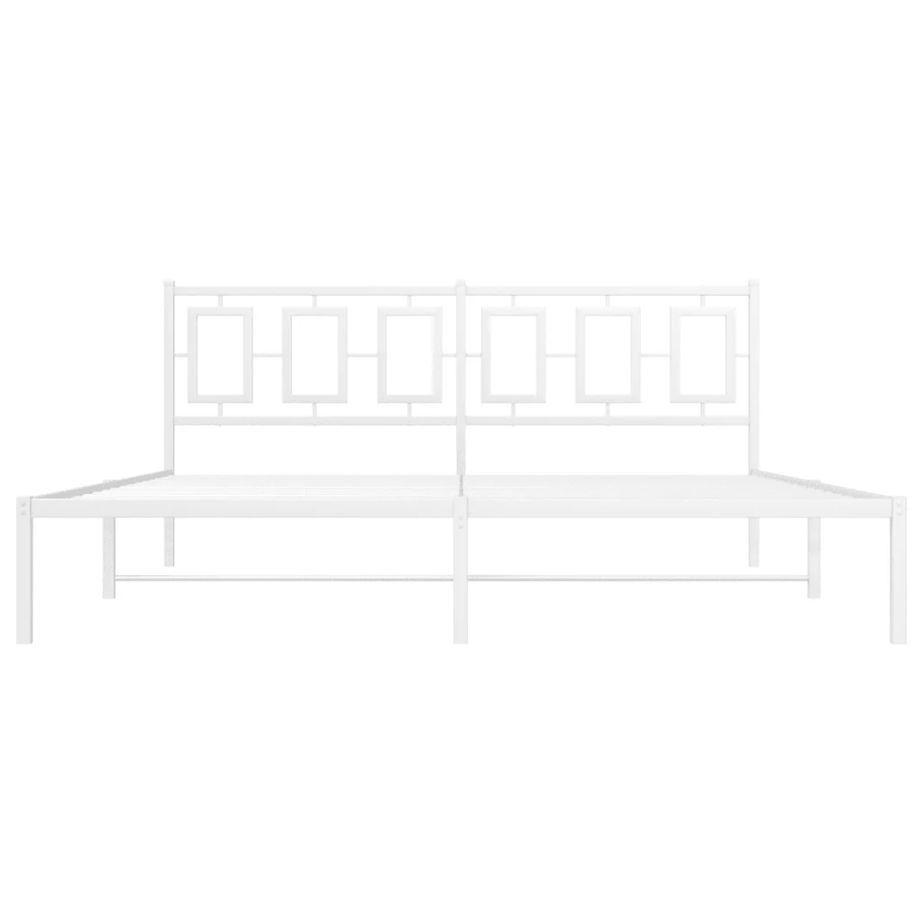 Letto matrimoniale | Letto per adulti | Giroletto con Testiera Metallo Bianco 183x213 cm - Image 5