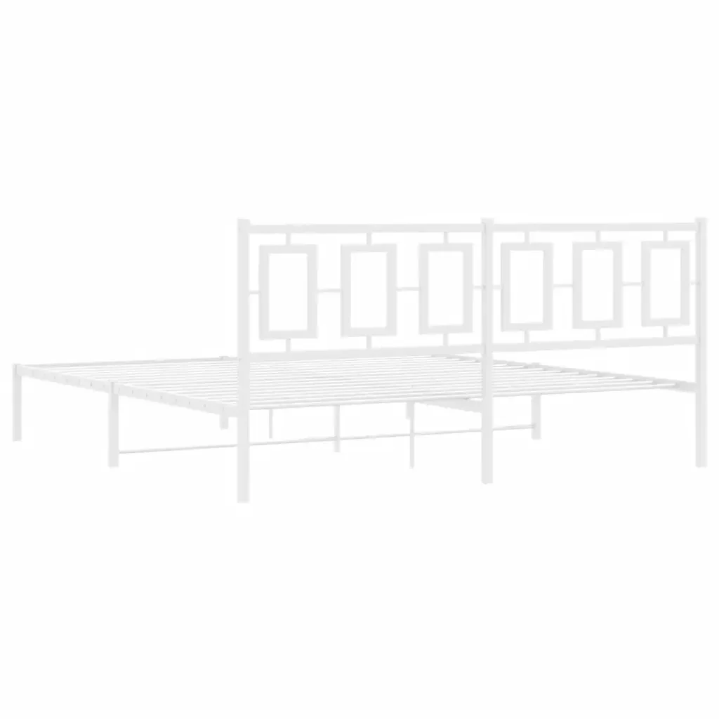Letto matrimoniale | Letto per adulti | Giroletto con Testiera Metallo Bianco 183x213 cm - Image 7