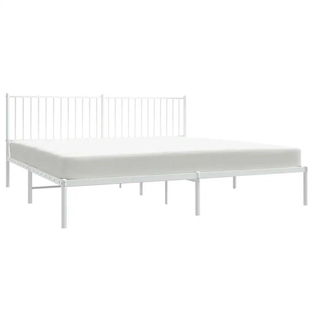 Letto matrimoniale | Letto per adulti | Giroletto con Testiera Metallo Bianco 193x203 cm - Image 6