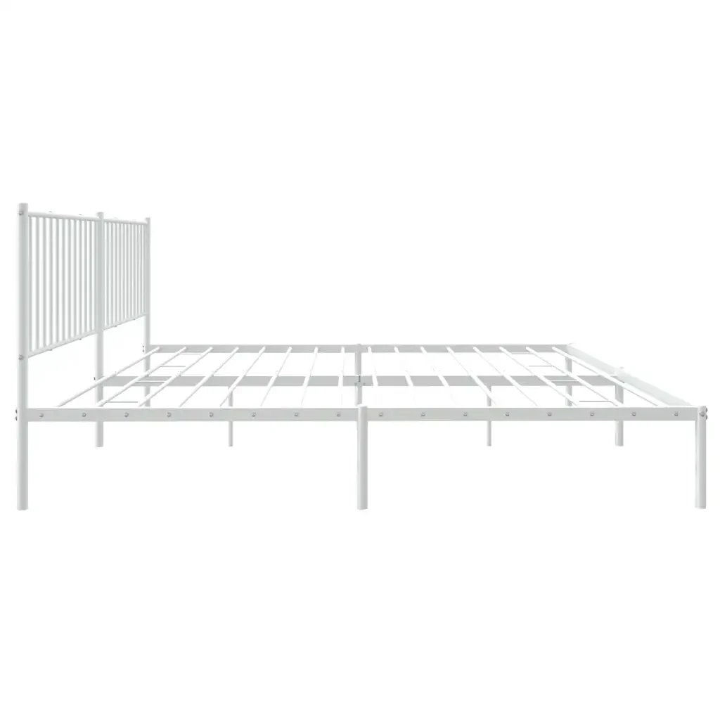 Letto matrimoniale | Letto per adulti | Giroletto con Testiera Metallo Bianco 193x203 cm - Image 8