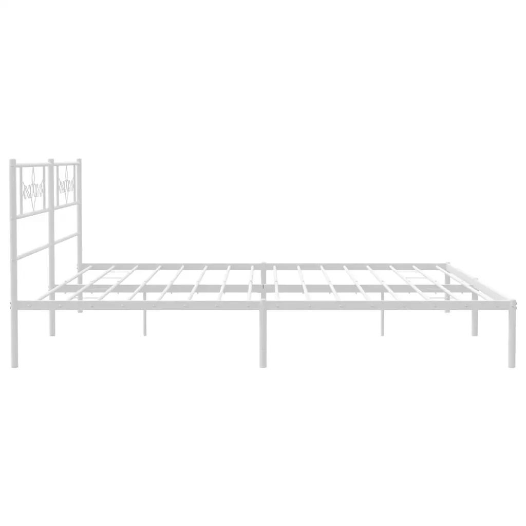 Letto matrimoniale | Letto per adulti | Giroletto con Testiera Metallo Bianco 193x203 cm - Image 7