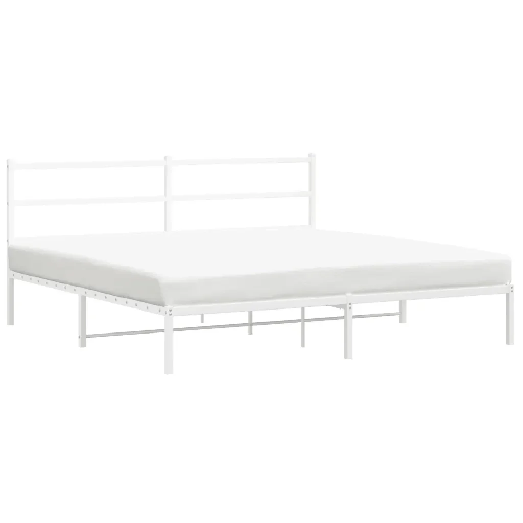 Letto matrimoniale | Letto per adulti | Giroletto con Testiera Metallo Bianco 193x203 cm