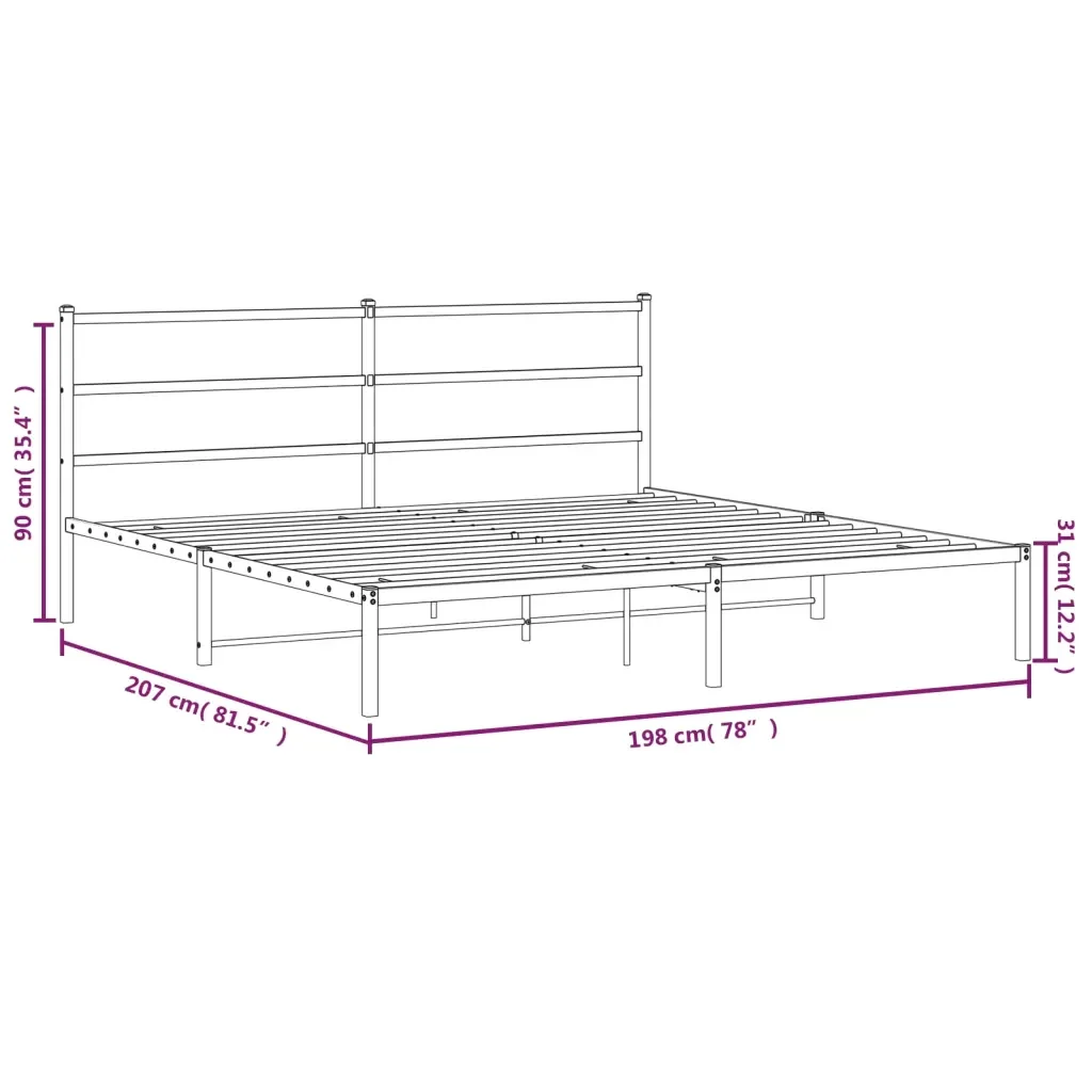 Letto matrimoniale | Letto per adulti | Giroletto con Testiera Metallo Bianco 193x203 cm - Image 10