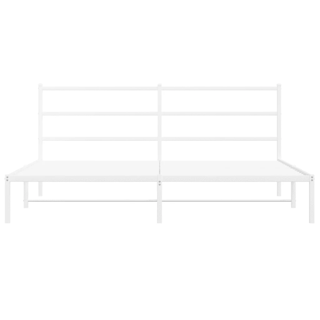 Letto matrimoniale | Letto per adulti | Giroletto con Testiera Metallo Bianco 193x203 cm - Image 5