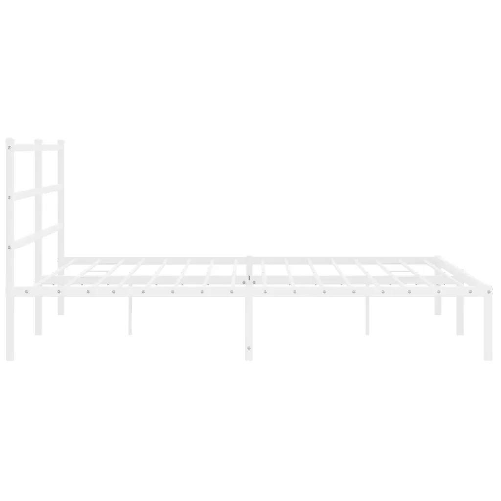 Letto matrimoniale | Letto per adulti | Giroletto con Testiera Metallo Bianco 193x203 cm - Image 6