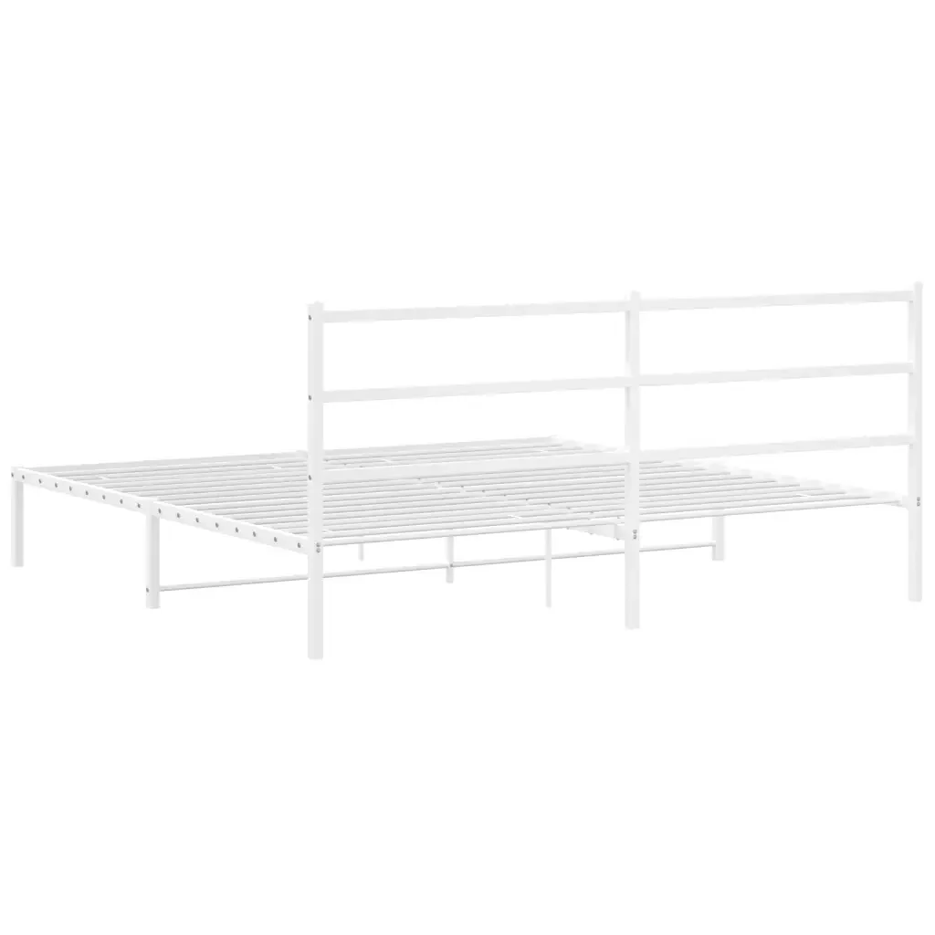Letto matrimoniale | Letto per adulti | Giroletto con Testiera Metallo Bianco 193x203 cm - Image 7