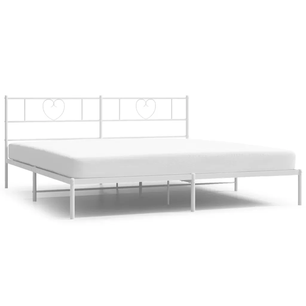 Letto matrimoniale | Letto per adulti | Giroletto con Testiera Metallo Bianco 193x203 cm