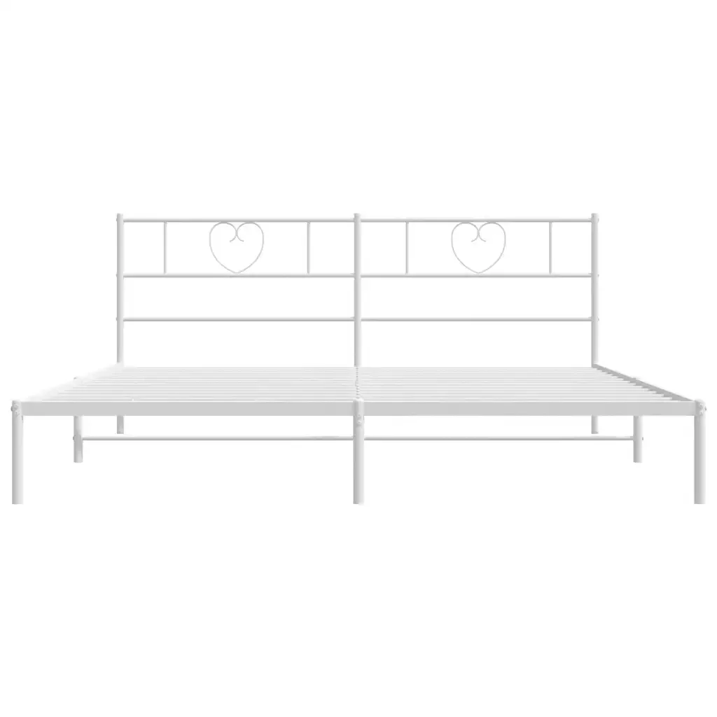 Letto matrimoniale | Letto per adulti | Giroletto con Testiera Metallo Bianco 193x203 cm - Image 5