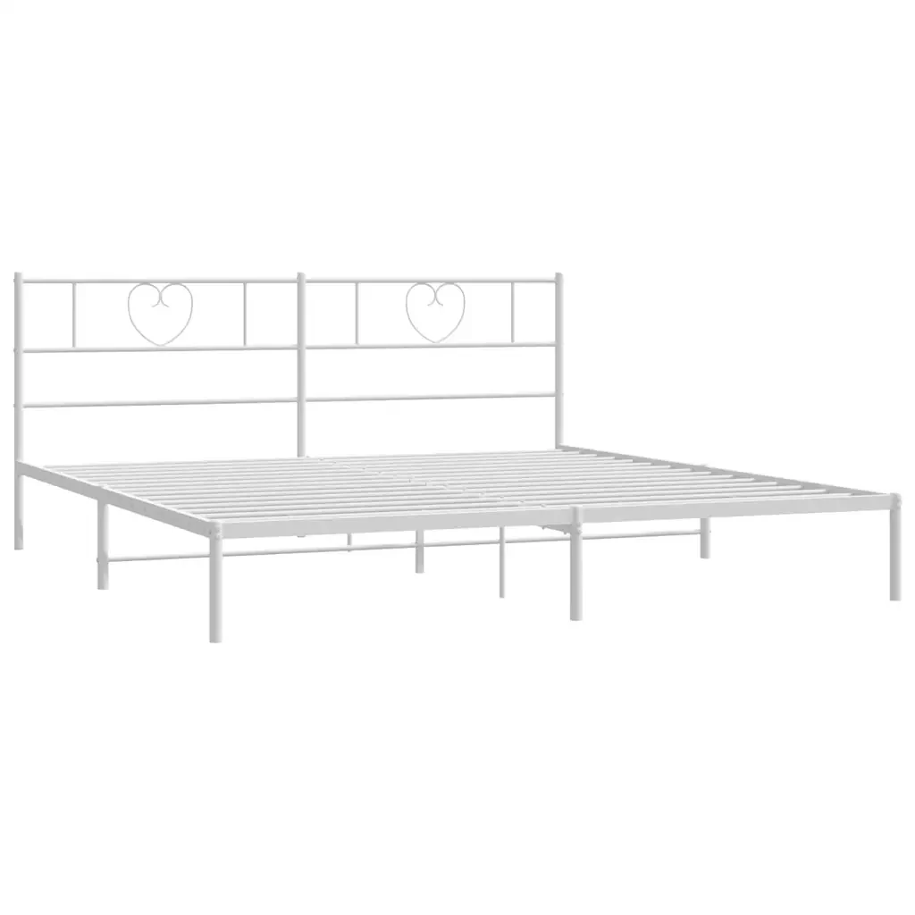 Letto matrimoniale | Letto per adulti | Giroletto con Testiera Metallo Bianco 193x203 cm - Image 6