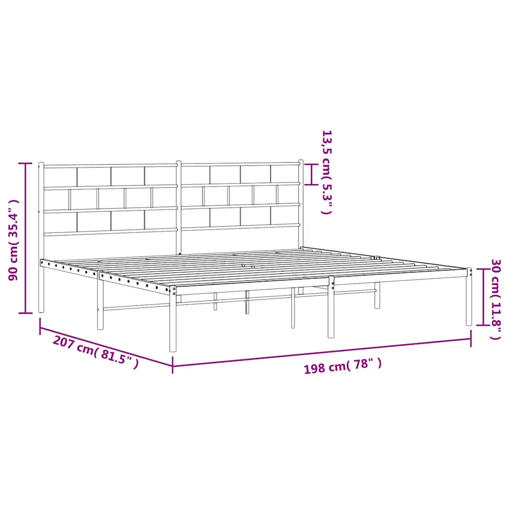 Letto matrimoniale | Letto per adulti | Giroletto con Testiera Metallo Bianco 193x203 cm - Image 10
