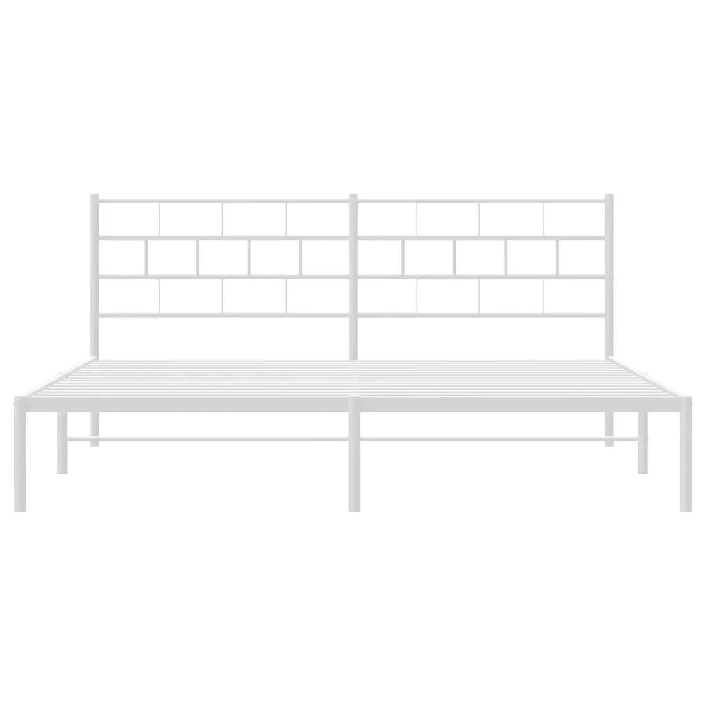 Letto matrimoniale | Letto per adulti | Giroletto con Testiera Metallo Bianco 193x203 cm - Image 6