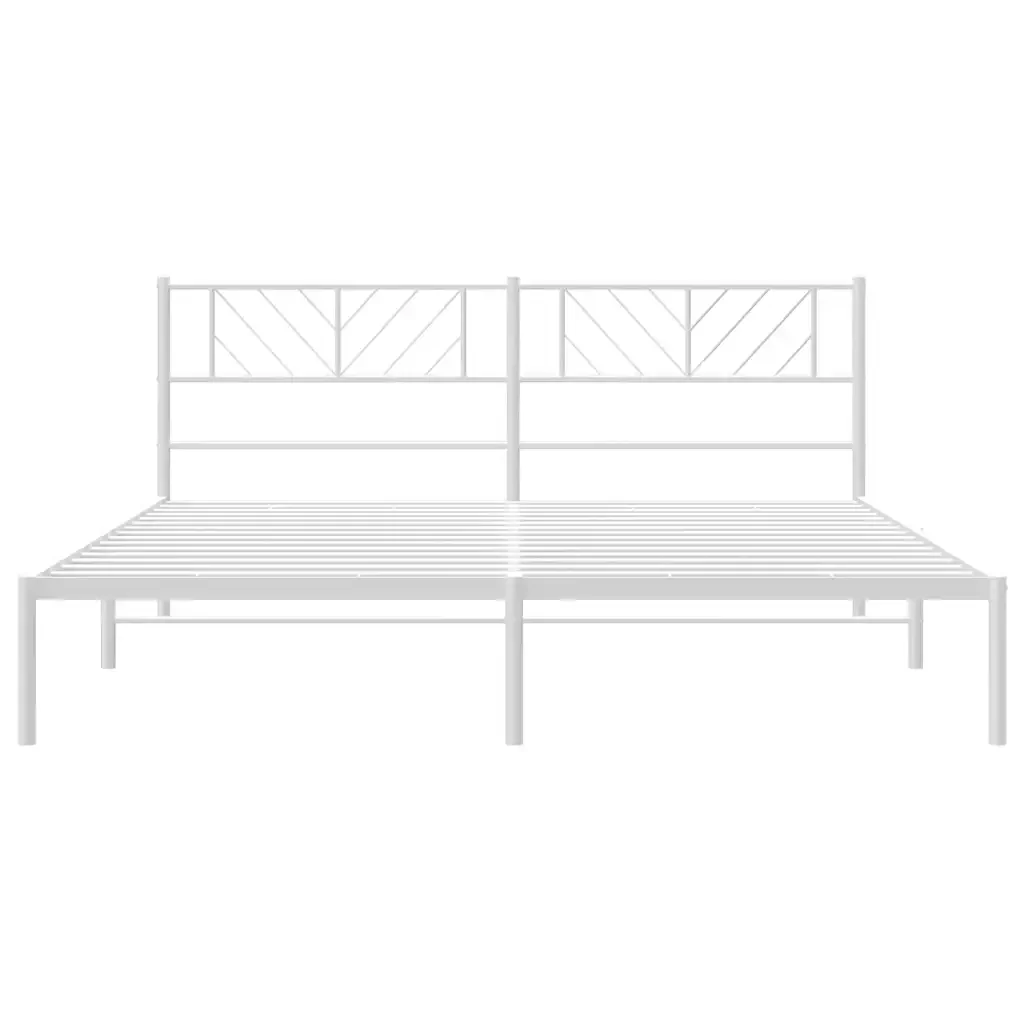 Letto matrimoniale | Letto per adulti | Giroletto con Testiera Metallo Bianco 193x203 cm - Image 6