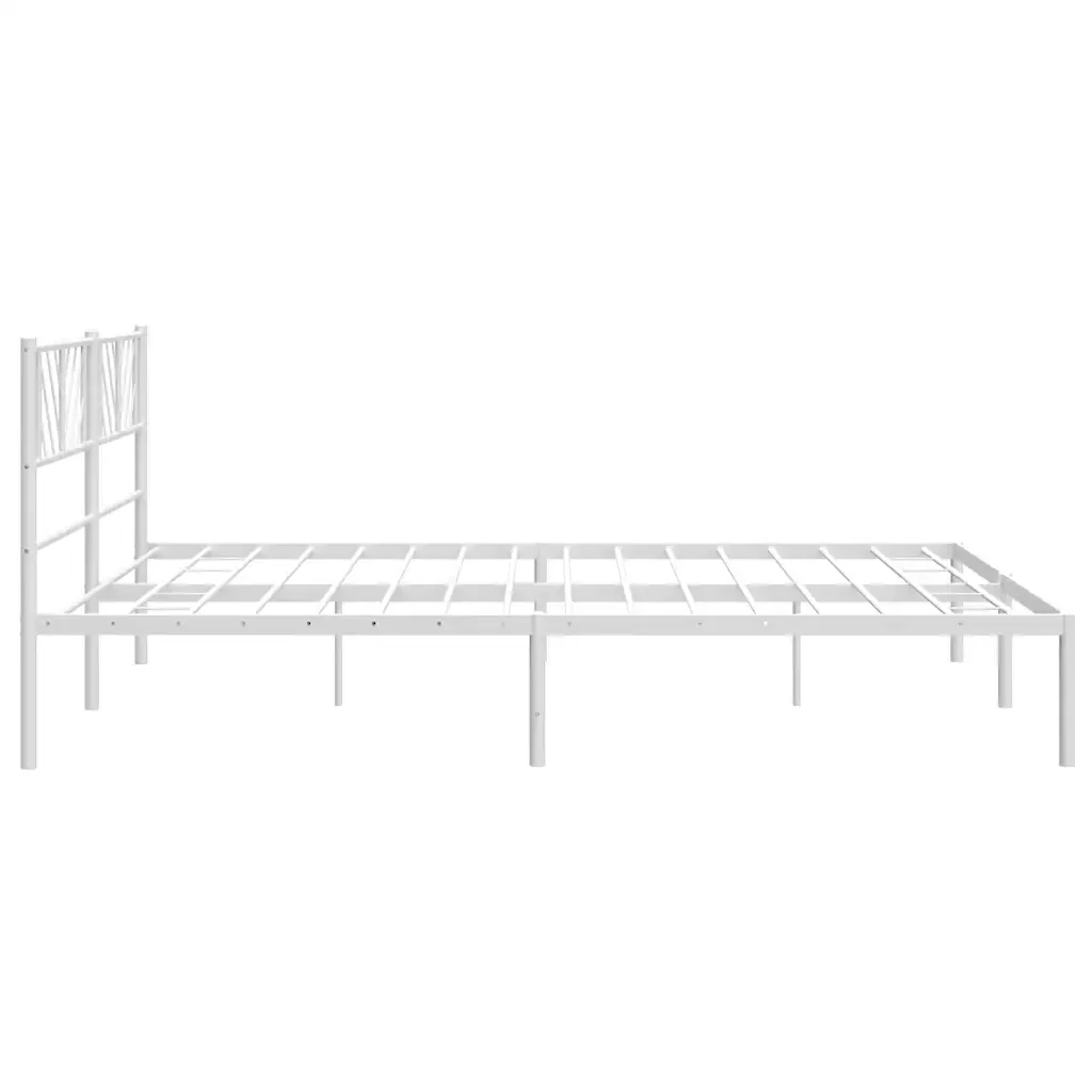 Letto matrimoniale | Letto per adulti | Giroletto con Testiera Metallo Bianco 193x203 cm - Image 7