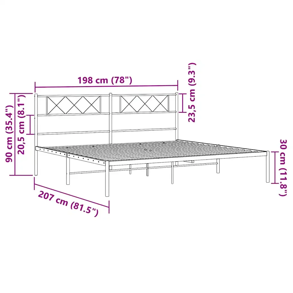 Letto matrimoniale | Letto per adulti | Giroletto con Testiera Metallo Bianco 193x203 cm - Image 10