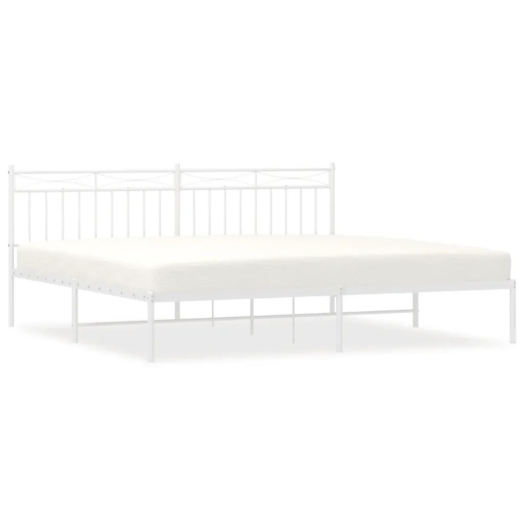 Letto matrimoniale | Letto per adulti | Giroletto con Testiera Metallo Bianco 193x203 cm