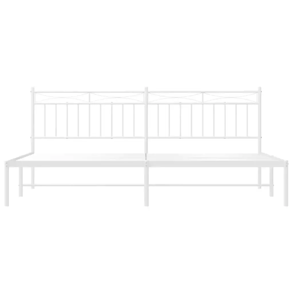 Letto matrimoniale | Letto per adulti | Giroletto con Testiera Metallo Bianco 193x203 cm - Image 6