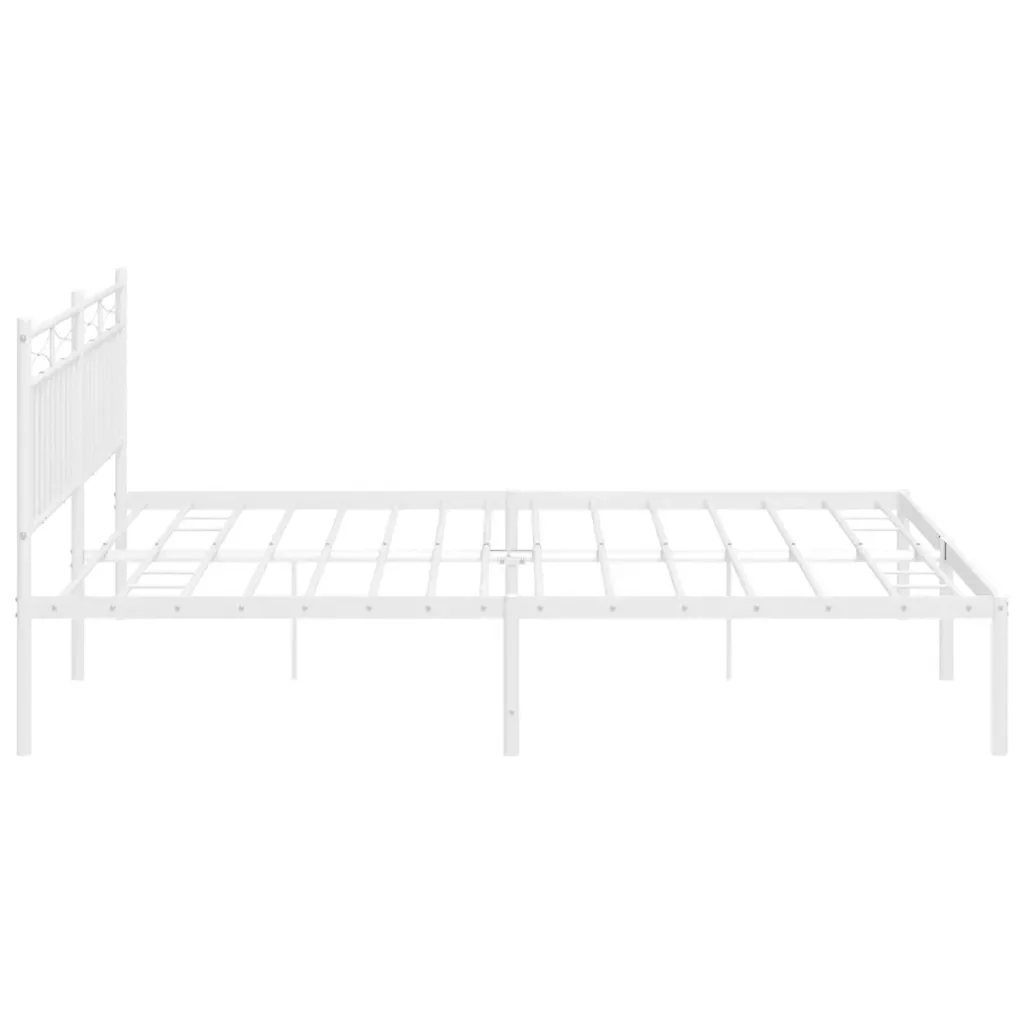 Letto matrimoniale | Letto per adulti | Giroletto con Testiera Metallo Bianco 193x203 cm - Image 7