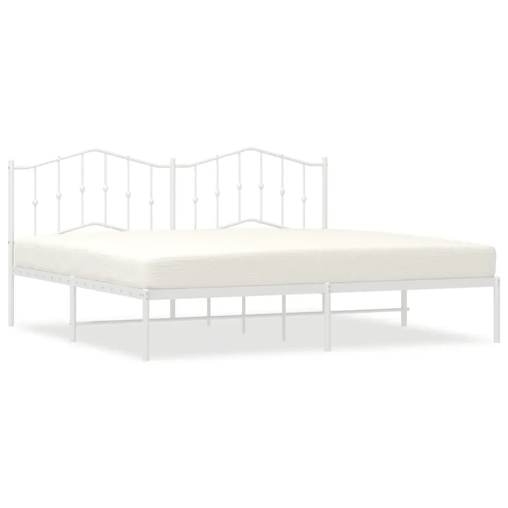 Letto matrimoniale | Letto per adulti | Giroletto con Testiera Metallo Bianco 193x203 cm