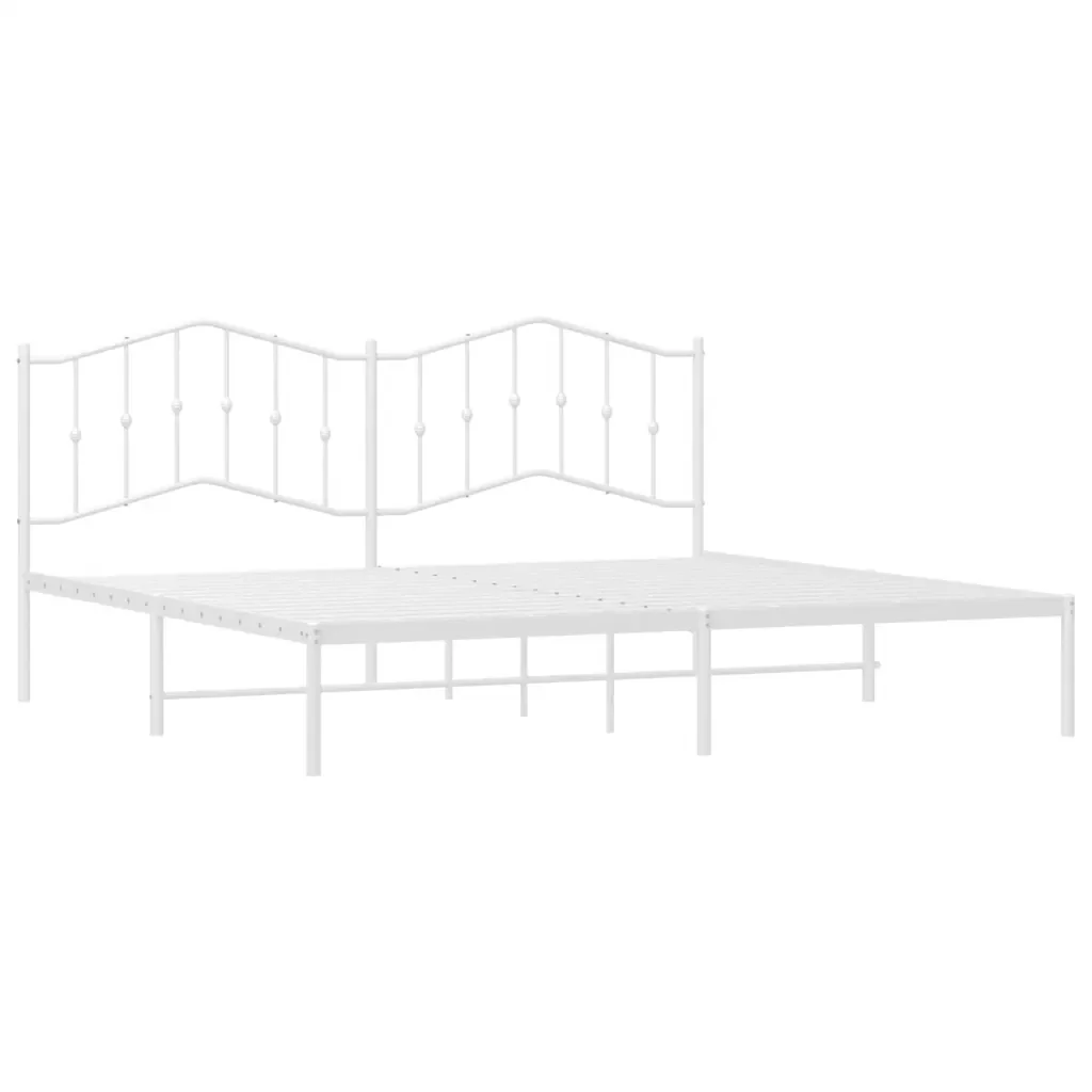 Letto matrimoniale | Letto per adulti | Giroletto con Testiera Metallo Bianco 193x203 cm - Image 5