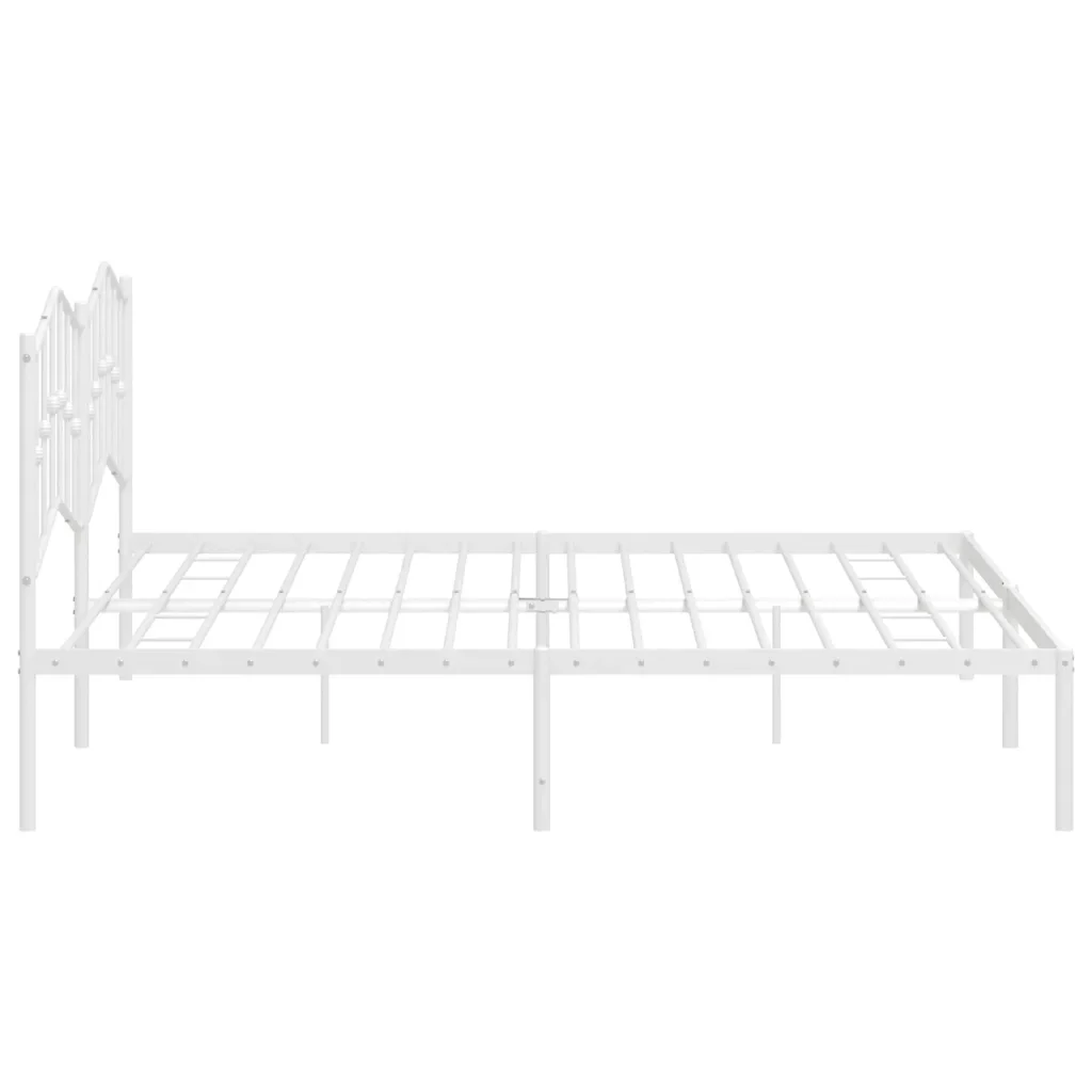 Letto matrimoniale | Letto per adulti | Giroletto con Testiera Metallo Bianco 193x203 cm - Image 7