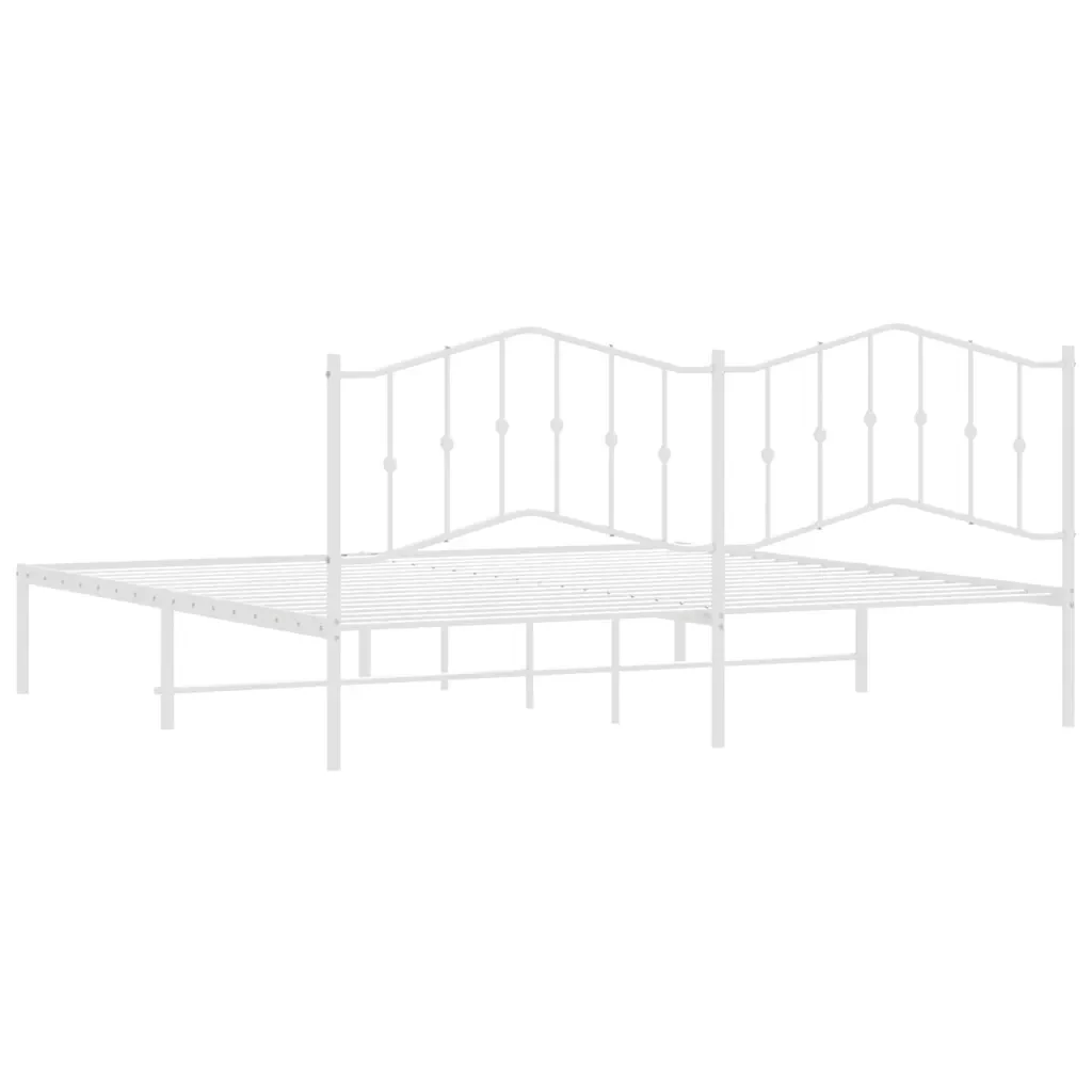 Letto matrimoniale | Letto per adulti | Giroletto con Testiera Metallo Bianco 193x203 cm - Image 8