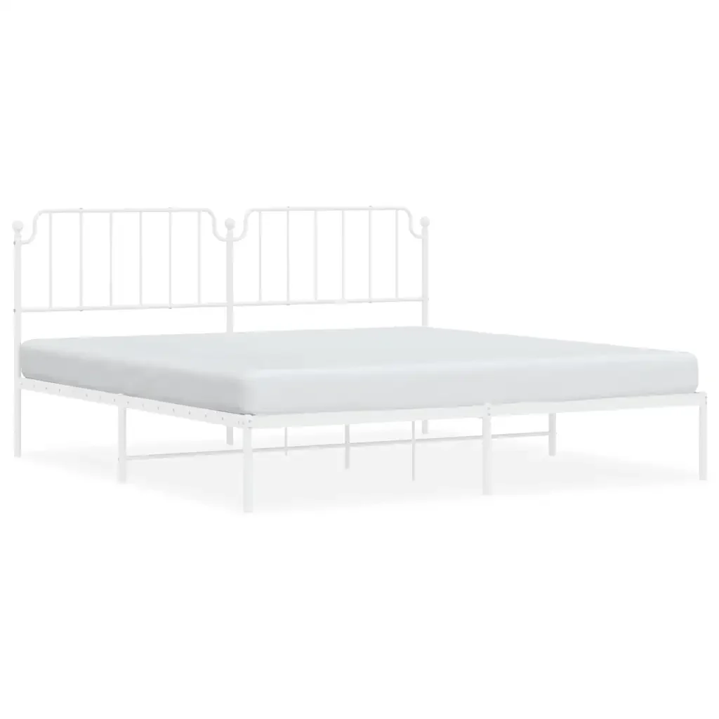 Letto matrimoniale | Letto per adulti | Giroletto con Testiera Metallo Bianco 193x203 cm