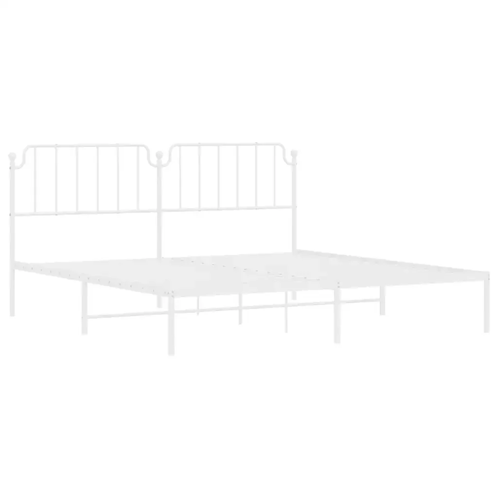 Letto matrimoniale | Letto per adulti | Giroletto con Testiera Metallo Bianco 193x203 cm - Image 5