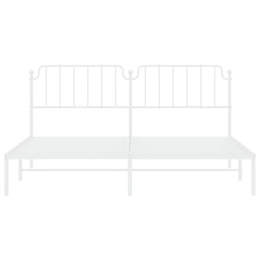 Letto matrimoniale | Letto per adulti | Giroletto con Testiera Metallo Bianco 193x203 cm - Image 6