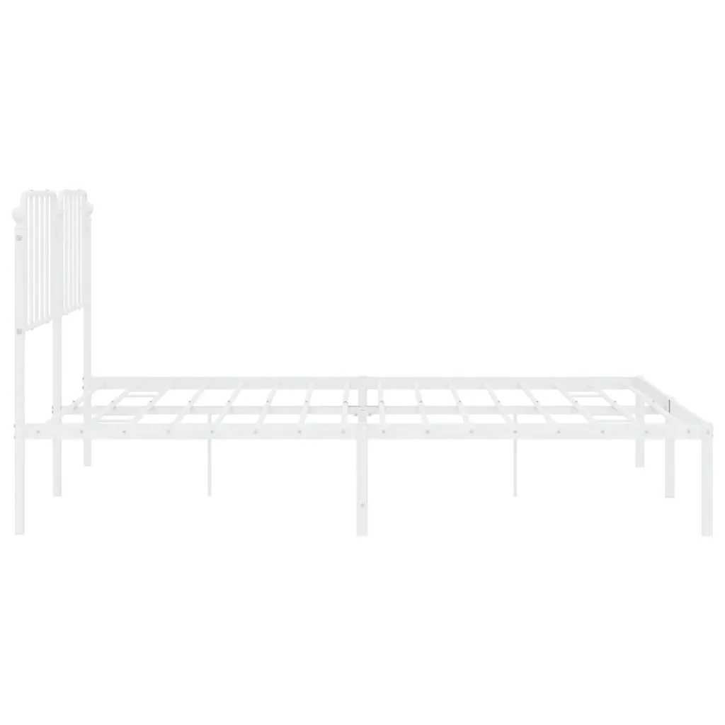 Letto matrimoniale | Letto per adulti | Giroletto con Testiera Metallo Bianco 193x203 cm - Image 7