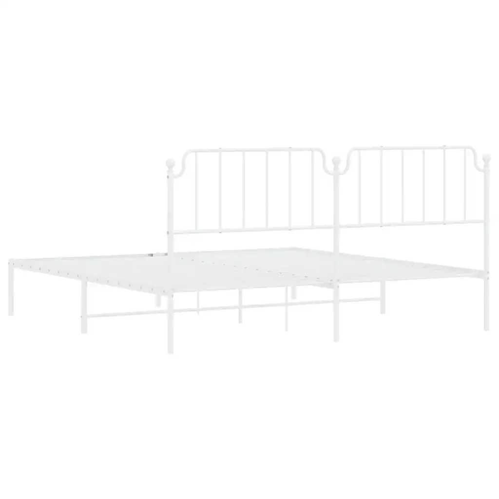 Letto matrimoniale | Letto per adulti | Giroletto con Testiera Metallo Bianco 193x203 cm - Image 8