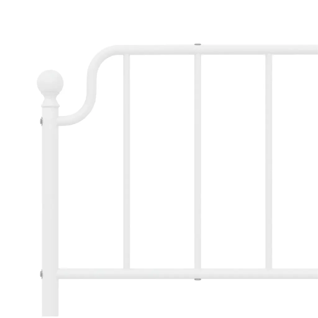 Letto matrimoniale | Letto per adulti | Giroletto con Testiera Metallo Bianco 193x203 cm - Image 9