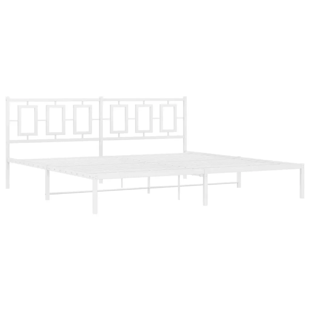 Letto matrimoniale | Letto per adulti | Giroletto con Testiera Metallo Bianco 193x203 cm - Image 4