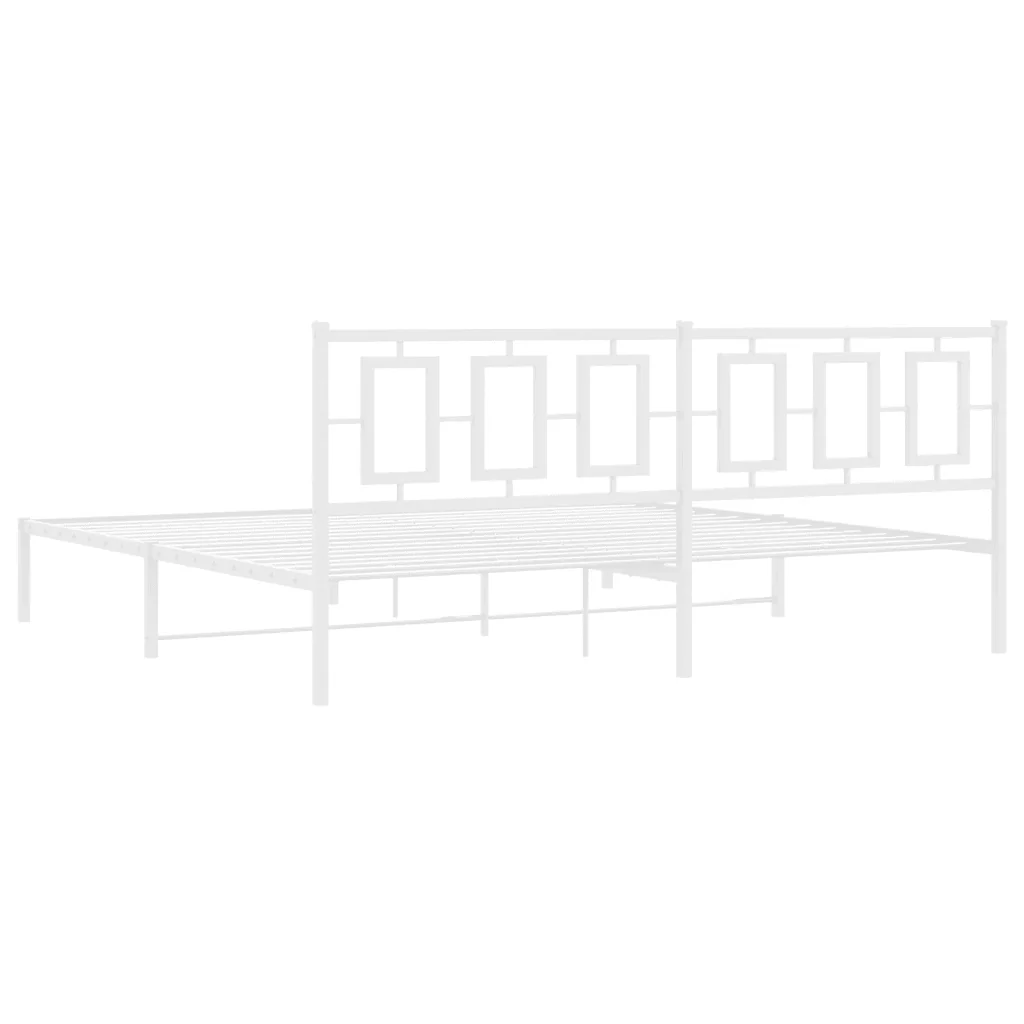 Letto matrimoniale | Letto per adulti | Giroletto con Testiera Metallo Bianco 193x203 cm - Image 7