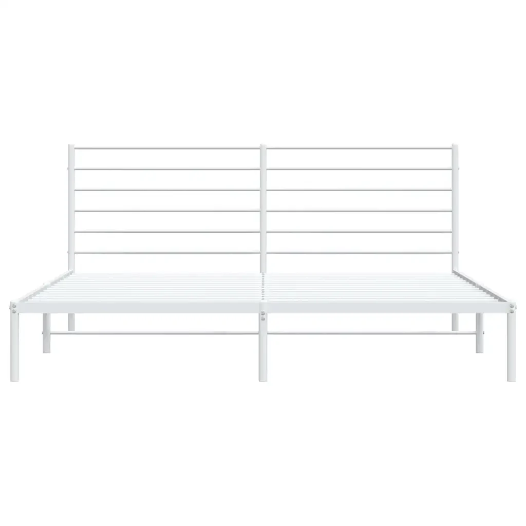 Letto matrimoniale | Letto per adulti | Giroletto con Testiera Metallo Bianco 193x203 cm - Image 6