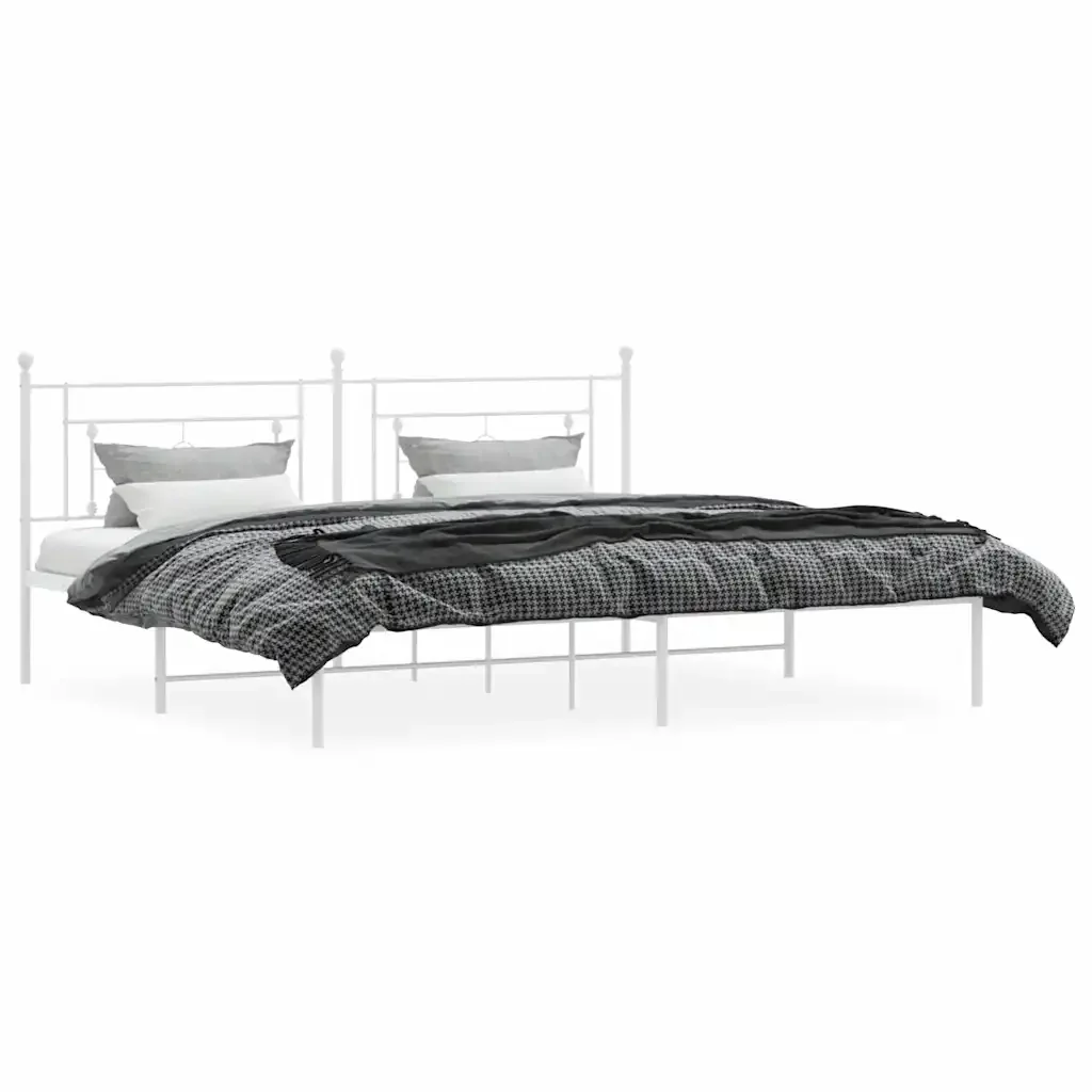 Letto matrimoniale | Letto per adulti | Giroletto con Testiera Metallo Bianco 193x203 cm - Image 5