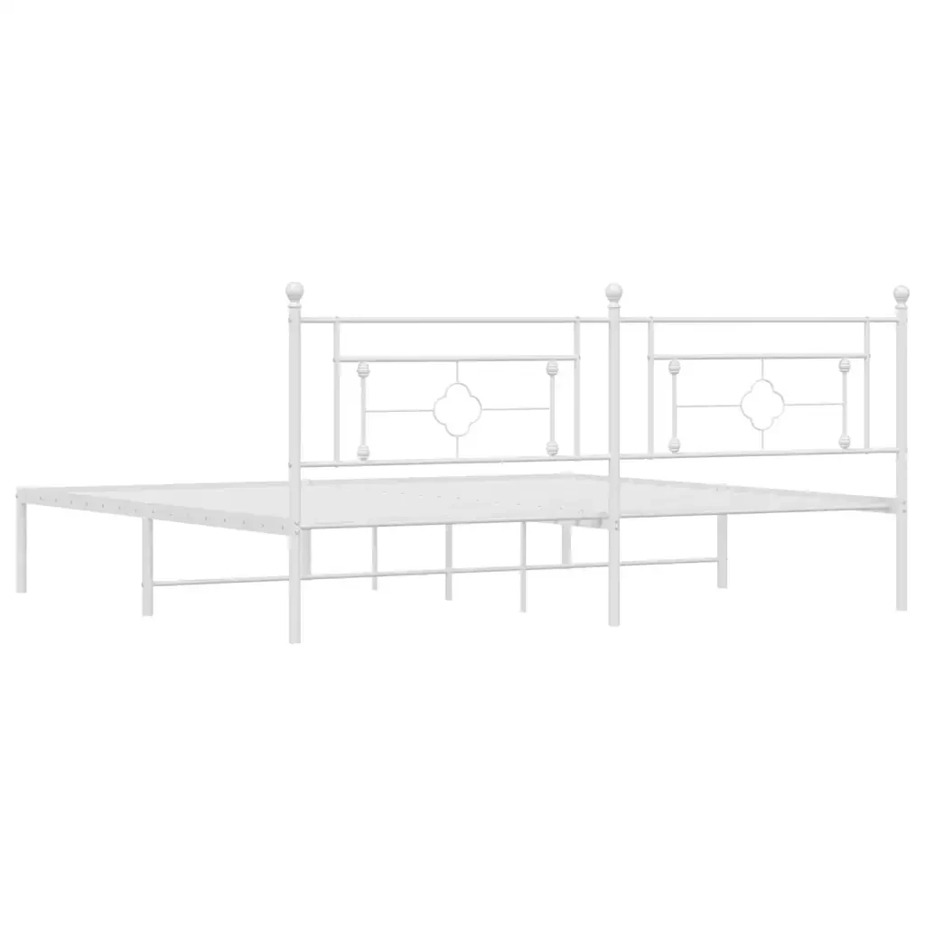 Letto matrimoniale | Letto per adulti | Giroletto con Testiera Metallo Bianco 193x203 cm - Image 8