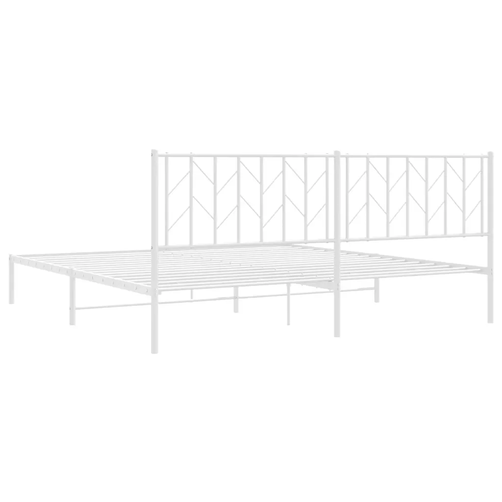 Letto matrimoniale | Letto per adulti | Giroletto con Testiera Metallo Bianco 193x203 cm - Image 8