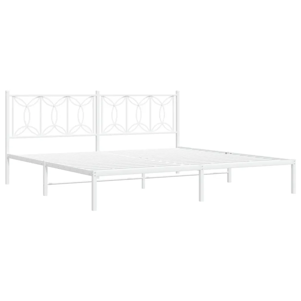 Letto matrimoniale | Letto per adulti | Giroletto con Testiera Metallo Bianco 193x203 cm - Image 3