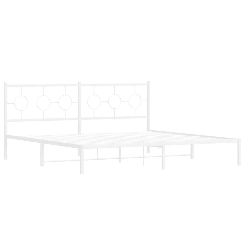 Letto matrimoniale | Letto per adulti | Giroletto con Testiera Metallo Bianco 193x203 cm - Image 3