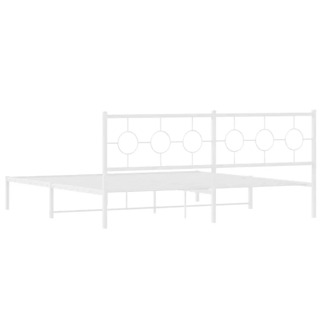 Letto matrimoniale | Letto per adulti | Giroletto con Testiera Metallo Bianco 193x203 cm - Image 7