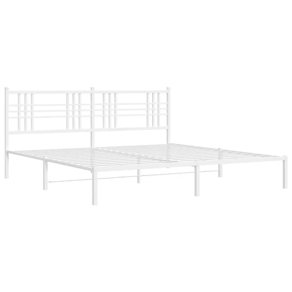 Letto matrimoniale | Letto per adulti | Giroletto con Testiera Metallo Bianco 193x203 cm - Image 3