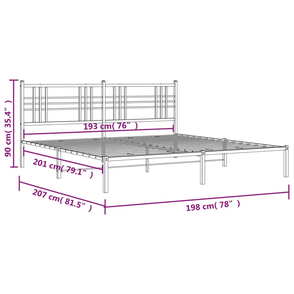 Letto matrimoniale | Letto per adulti | Giroletto con Testiera Metallo Bianco 193x203 cm - Image 8