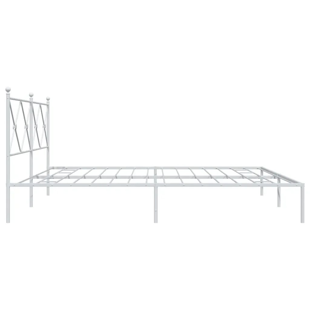 Letto matrimoniale | Letto per adulti | Giroletto con Testiera Metallo Bianco 193x203 cm - Image 5