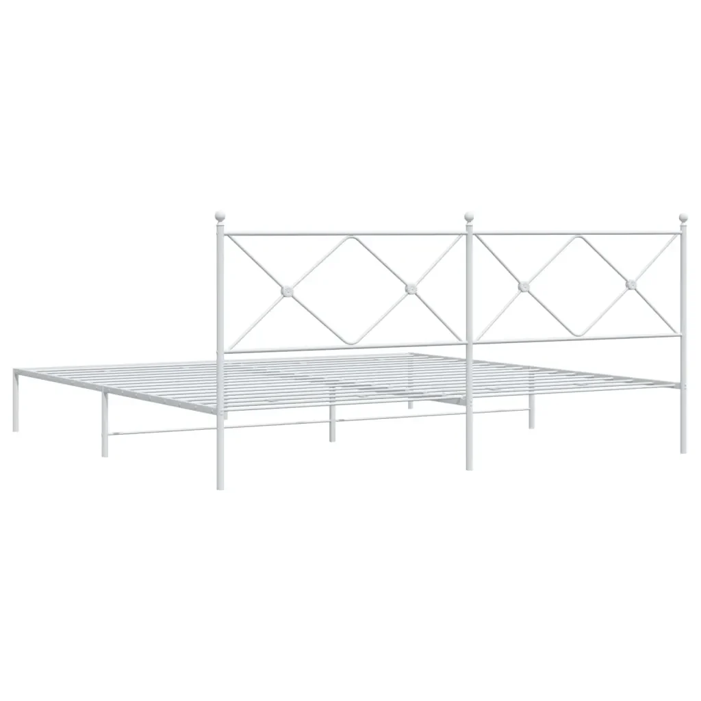 Letto matrimoniale | Letto per adulti | Giroletto con Testiera Metallo Bianco 193x203 cm - Image 6