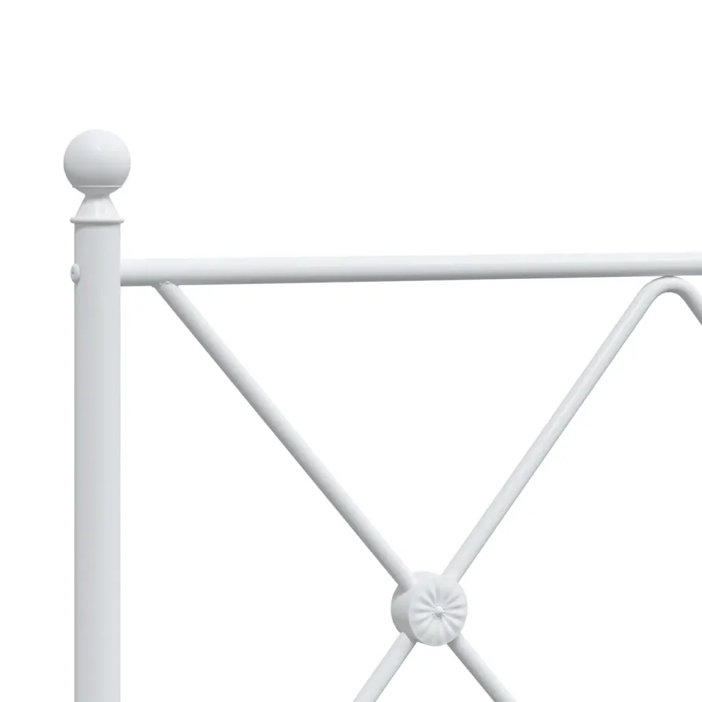 Letto matrimoniale | Letto per adulti | Giroletto con Testiera Metallo Bianco 193x203 cm - Image 7