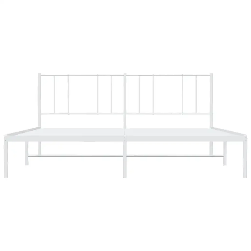 Letto matrimoniale | Letto per adulti | Giroletto con Testiera Metallo Bianco 193x203 cm - Image 6