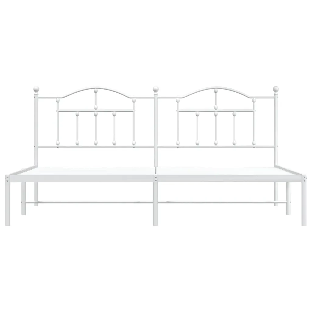 Letto matrimoniale | Letto per adulti | Giroletto con Testiera Metallo Bianco 193x203 cm - Image 6