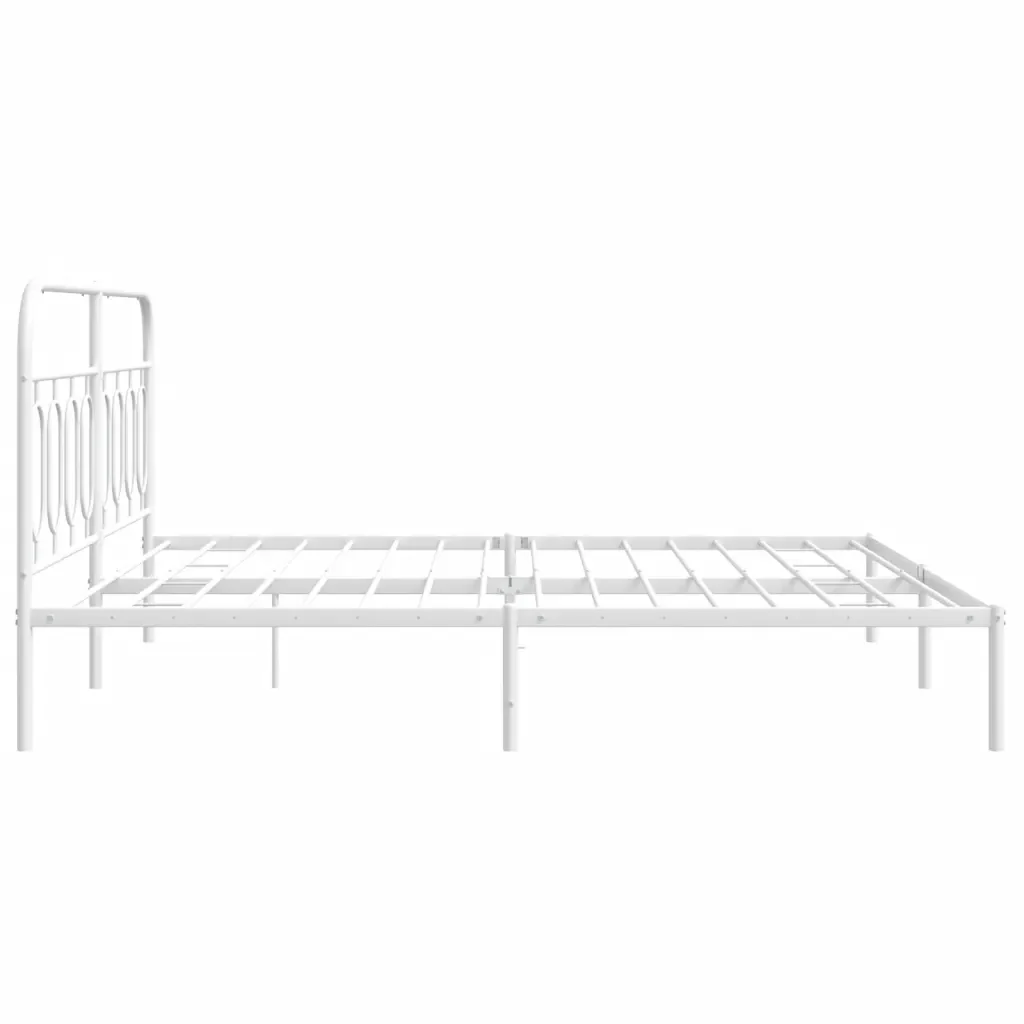 Letto matrimoniale | Letto per adulti | Giroletto con Testiera Metallo Bianco 193x203 cm - Image 5